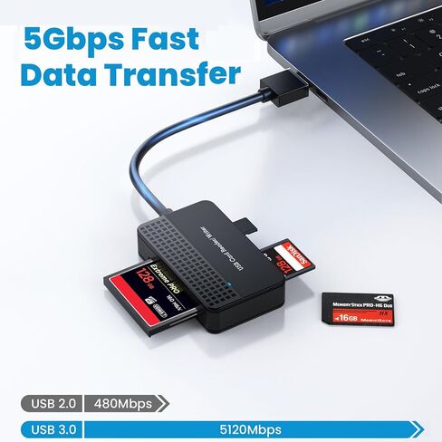قارئ بطاقات SD، موصل مزدوج 4 في 1 (USB A وUSB C) USB C إلى قارئ بطاقات ذاكرة Micro SD محول OTG - يدعم SD/SDHC/SDXC/MS Duo/Micro SDXC/MS/MS Pro Duo/CF، متوافق مع ويندوز، نظام التشغيل in Kuwait