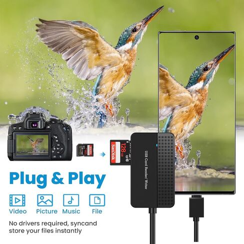 قارئ بطاقات SD، موصل مزدوج 4 في 1 (USB A وUSB C) USB C إلى قارئ بطاقات ذاكرة Micro SD محول OTG - يدعم SD/SDHC/SDXC/MS Duo/Micro SDXC/MS/MS Pro Duo/CF، متوافق مع ويندوز، نظام التشغيل in Kuwait