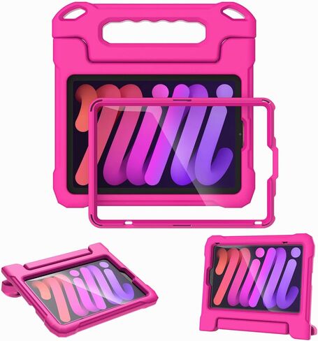 Kids Case for iPad Mini 6 Generation 8.3" 2021 Release, with Built-in Screen Protector, Shockproof Lightweight Handle Stand Kids Case for iPad Mini 8.3" Latest Tablet Cover (Black) in Saudi Arabia
