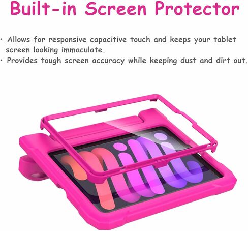 Kids Case for iPad Mini 6 Generation 8.3" 2021 Release, with Built-in Screen Protector, Shockproof Lightweight Handle Stand Kids Case for iPad Mini 8.3" Latest Tablet Cover (Black) in Saudi Arabia