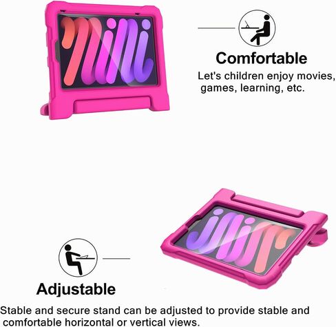 Kids Case for iPad Mini 6 Generation 8.3" 2021 Release, with Built-in Screen Protector, Shockproof Lightweight Handle Stand Kids Case for iPad Mini 8.3" Latest Tablet Cover (Black) in Saudi Arabia