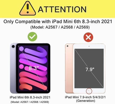 Kids Case for iPad Mini 6 Generation 8.3" 2021 Release, with Built-in Screen Protector, Shockproof Lightweight Handle Stand Kids Case for iPad Mini 8.3" Latest Tablet Cover (Black) in Saudi Arabia