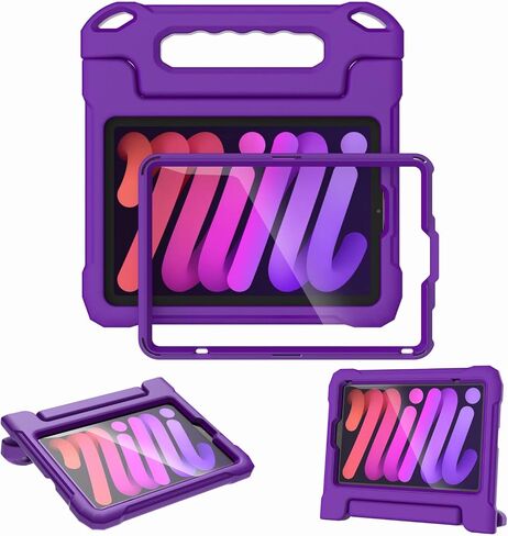 Kids Case for iPad Mini 6 Generation 8.3" 2021 Release, with Built-in Screen Protector, Shockproof Lightweight Handle Stand Kids Case for iPad Mini 8.3" Latest Tablet Cover (Black) in Saudi Arabia