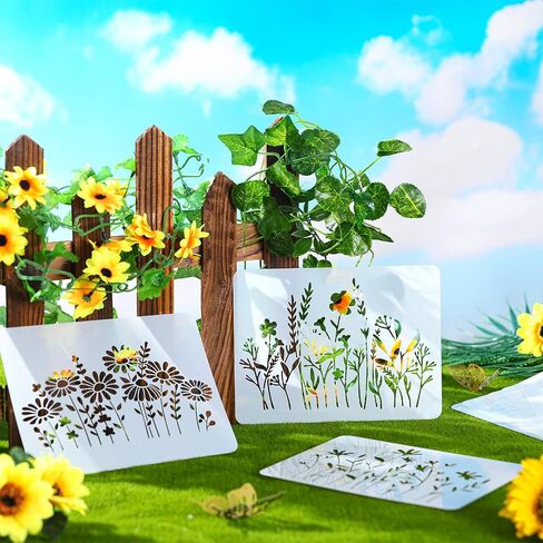 12 قطعة من استنسل الزهور البرية استنسل رسم زهرة برية استنسل بلاستيكي قابل لإعادة الاستخدام استنسل فني يدوي الصنع لمجلة قماش ورق خشبي ونسيج وأرضية لتزيين بطاقات القصاصات، 6 × 8 بوصات in Saudi Arabia