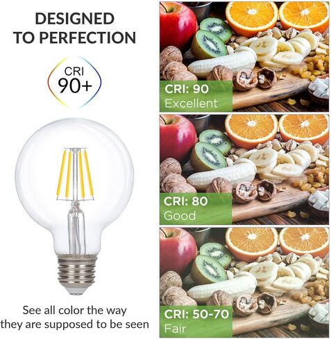 Simba Lighting LED Edison Vintage Vanity Globe Filament G25 (G80) 6W Dimmable 60W Equivalent (3 Pack) 120V Light Bulb for Bathroom Makeup Mirror, Medium E26 Base, CE, RoHS Compliant, Warm White 2700K in Saudi Arabia