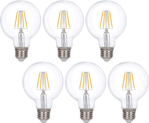 Simba Lighting LED Edison Vintage Vanity Globe Filament G25 (G80) 6W Dimmable 60W Equivalent (3 Pack) 120V Light Bulb for Bathroom Makeup Mirror, Medium E26 Base, CE, RoHS Compliant, Warm White 2700K in Saudi Arabia