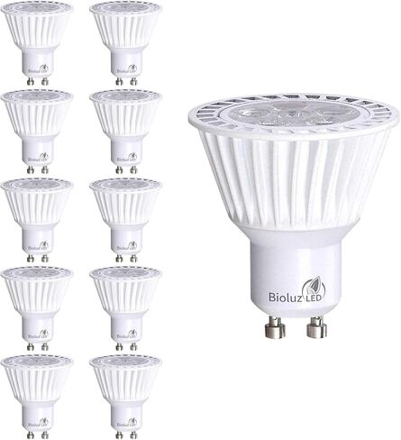 Bioluz LED 10 عبوات من مصابيح LED التجارية GU10 قابلة للتعتيم 3000K 50W استبدال الهالوجين 120 فولت مدرج في قائمة UL (عبوة من 10 قطع) in Kuwait