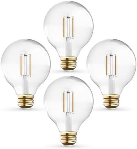 KOR 4 Pack 4.5W (40W Equivalent) Clear G25 Globe Led Light Bulbs 2700K Warm White Dimmable Filament G25 Vintage LED Globe E26 Base Dimmable Globe for Bathroom Vanity Bedroom Pendant in Saudi Arabia