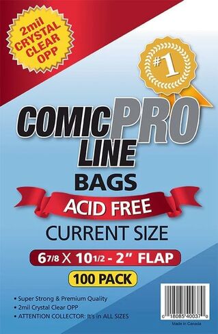 Comic Book Bags and Boards - 200 Current Size Bags and 200 Current Modern Backer Boards Book 24 Pt for Comic Book kit, Clear in Saudi Arabia