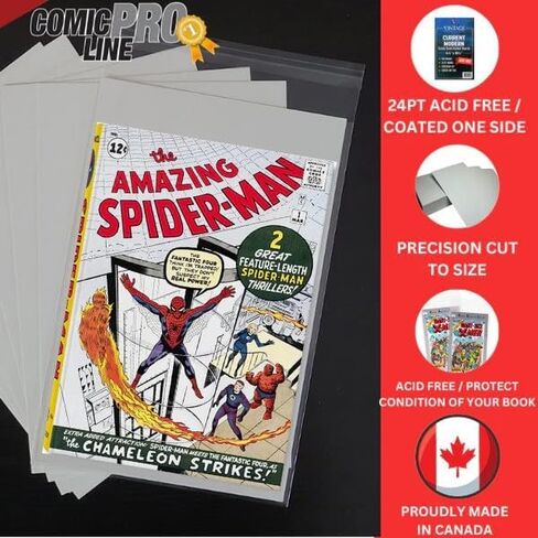 Comic Book Bags and Boards - 200 Current Size Bags and 200 Current Modern Backer Boards Book 24 Pt for Comic Book kit, Clear in Saudi Arabia