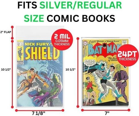 Comic Book Bags and Boards - 200 Current Size Bags and 200 Current Modern Backer Boards Book 24 Pt for Comic Book kit, Clear in Saudi Arabia