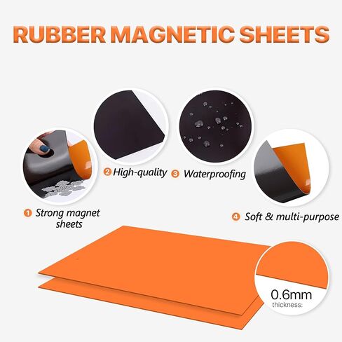 [30PCS]15pcs 0.6mm Strong Rubber Magnetic Sheets and 15pcs Stamp Die Storage Bag，Die Storage Set for Storage Die Cutting,DIY Scrapbooking(Orange） in Saudi Arabia