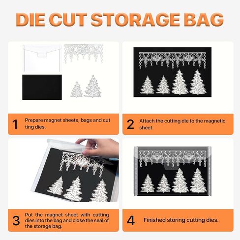 [30PCS]15pcs 0.6mm Strong Rubber Magnetic Sheets and 15pcs Stamp Die Storage Bag，Die Storage Set for Storage Die Cutting,DIY Scrapbooking(Orange） in Saudi Arabia