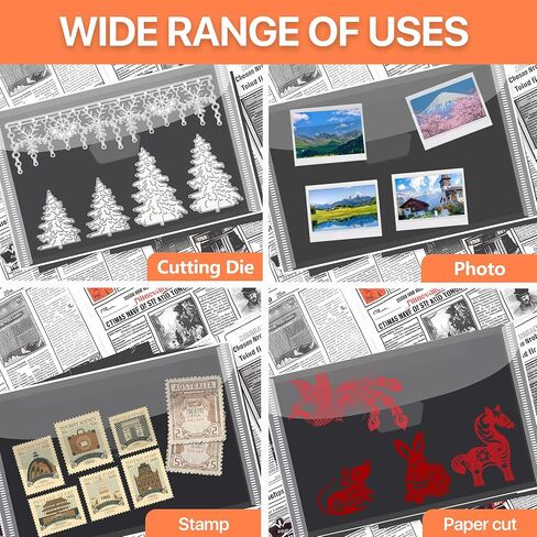 [30PCS]15pcs 0.6mm Strong Rubber Magnetic Sheets and 15pcs Stamp Die Storage Bag，Die Storage Set for Storage Die Cutting,DIY Scrapbooking(Orange） in Saudi Arabia