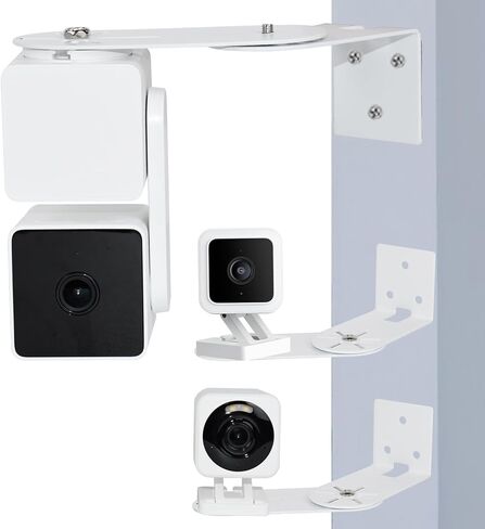 حامل زاوية خارجي للكاميرا متوافق مع WYZE Cam Pan V3/V2، WYZE Cam V4/V3، عبوتان معدنيتان مثبتتان على زاوية الكاميرا في الهواء الطلق في الداخل، تغطية 300 درجة على جانبي المنزل، تقليل البقع العمياء in Kuwait