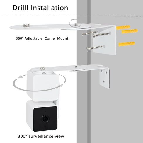 حامل زاوية خارجي للكاميرا متوافق مع WYZE Cam Pan V3/V2، WYZE Cam V4/V3، عبوتان معدنيتان مثبتتان على زاوية الكاميرا في الهواء الطلق في الداخل، تغطية 300 درجة على جانبي المنزل، تقليل البقع العمياء in Kuwait
