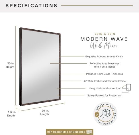 MCS Micro Rope Front Loaded Wall Mirror, (24x36, Blackened Oil Rubbed Bronze) in Saudi Arabia