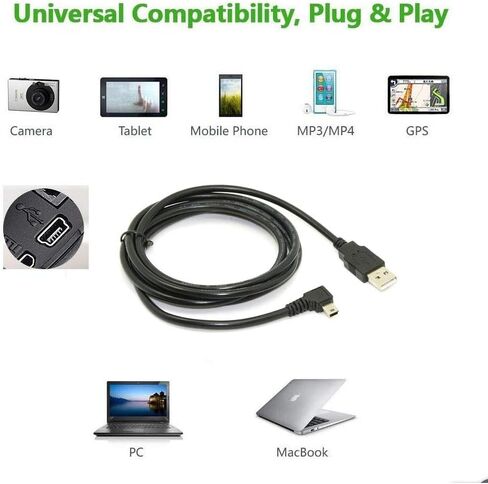 1.64 قدم الزاوية اليمنى USB صغير USB A ذكر إلى Mini USB B 5Pin ذكر كابل شحن محول الزاوية اليسرى كابل مزامنة بيانات الشحن كابل USB صغير - A إلى Mini B (الزاوية اليسرى (0.5 متر/1.64 قدم)) in Kuwait