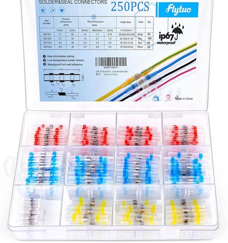 100PCS Solder Seal Wire Connectors - Waterproof Self Heat Shrink Butt Terminals for Automotive, Marine, Boat, Trailer, and Truck - Insulated Electrical Wire Splice in Kuwait