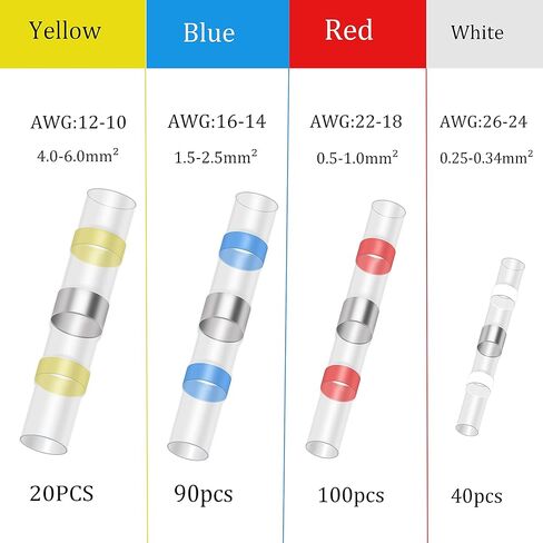 100PCS Solder Seal Wire Connectors - Waterproof Self Heat Shrink Butt Terminals for Automotive, Marine, Boat, Trailer, and Truck - Insulated Electrical Wire Splice in Kuwait