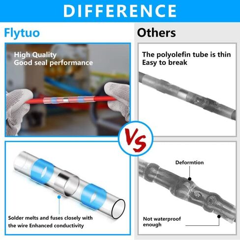 100PCS Solder Seal Wire Connectors - Waterproof Self Heat Shrink Butt Terminals for Automotive, Marine, Boat, Trailer, and Truck - Insulated Electrical Wire Splice in Kuwait