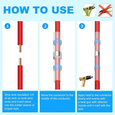 100PCS Solder Seal Wire Connectors - Waterproof Self Heat Shrink Butt Terminals for Automotive, Marine, Boat, Trailer, and Truck - Insulated Electrical Wire Splice in Kuwait