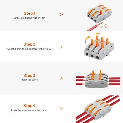 Lever Wire Connectors Compact Wire Conductor Connector SPL-1 Quick Terminal Blocks Assortment Connectors for 28-12 AWG Splicing Into 2/3/4 Way Cable Connectors Soft&Hard Wire Universal (SPL-1(50pcs)) in Saudi Arabia
