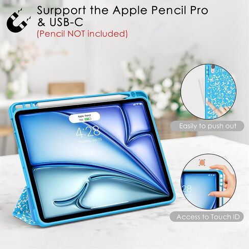 Soke for New iPad Air 11 Inch Case (M2) 2024, iPad Air 5th/4th Generation Case 10.9 Inch(2020-2022) with Pencil Holder, Soft TPU Back Cover & Auto Sleep/Wake, for iPad Air 11"/10.9", Book Black in Saudi Arabia