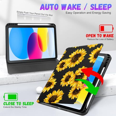 for Apple iPad 10th Generation Case 10.9 Inch Girls Cute Boys Kids Women Folio Smart Cover with Pencil Holder Cool Design Men Teens Unique Cases for iPad 10 Gen 2022 A2696 A2757 in Kuwait