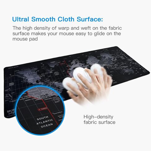 Gaming Mouse Pad, Large Mouse Pad Size 31.5x11.8 Thickness 0.1inches,Premium-Textured Non-Slip & Waterproof Computer Mousepad with Stitched Edges for Gaming, Office & Home-80x30 Map002 in Saudi Arabia