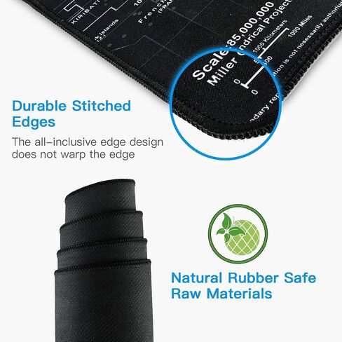 Gaming Mouse Pad, Large Mouse Pad Size 31.5x11.8 Thickness 0.1inches,Premium-Textured Non-Slip & Waterproof Computer Mousepad with Stitched Edges for Gaming, Office & Home-80x30 Map002 in Saudi Arabia