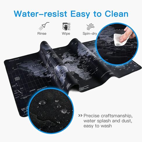Gaming Mouse Pad, Large Mouse Pad Size 31.5x11.8 Thickness 0.1inches,Premium-Textured Non-Slip & Waterproof Computer Mousepad with Stitched Edges for Gaming, Office & Home-80x30 Map002 in Saudi Arabia