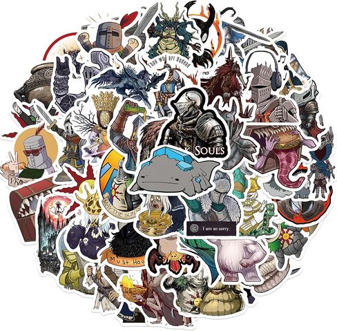 حزمة ملصقات Dark Cartoon Souls، 50 قطعة، ملصقات فينيل رائعة للعبة، ملصقات لقارورة مائية، كمبيوتر محمول، زجاجة مياه، ملصقات للأطفال والأطفال الصغار والمراهقين والفتيات (DSoul) in Saudi Arabia