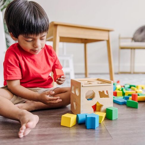 Melissa & Doug Stack, Sort & Pound Wooden Toy Collection (Building Blocks, Shape Sorter, Pounding Bench) in Saudi Arabia