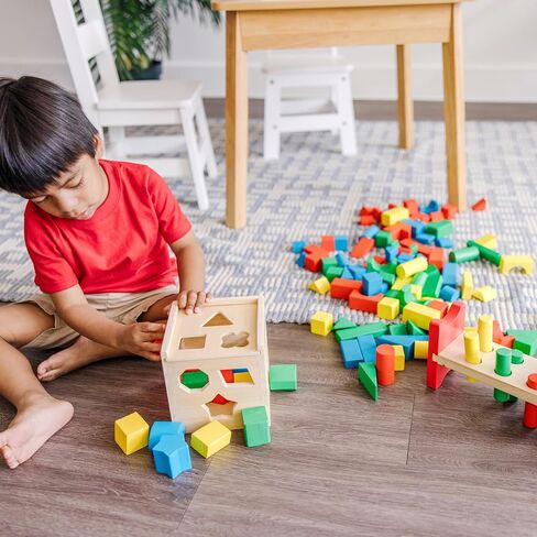Melissa & Doug Stack, Sort & Pound Wooden Toy Collection (Building Blocks, Shape Sorter, Pounding Bench) in Saudi Arabia