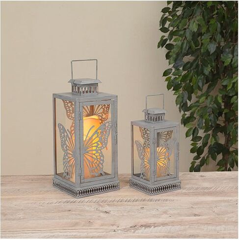 مجموعة من فوانيس الفراشة المعدنية والزجاجية من شركة جيرسون مقاس 14.1 بوصة ارتفاعًا in Kuwait