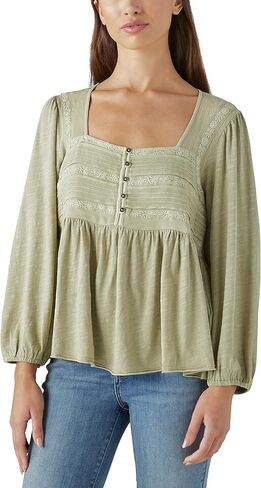 بلوزة فلاحية مطرزة بأكمام طويلة من Lucky Brand in Saudi Arabia