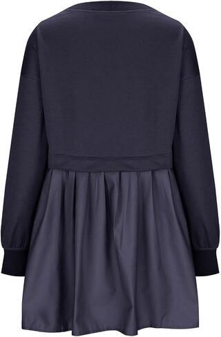 Women's Oversized Sweatshirt Dress Long Sleeve Crewneck Pullover Top Loose Sweatshirt Knee Mini Pleated in Saudi Arabia