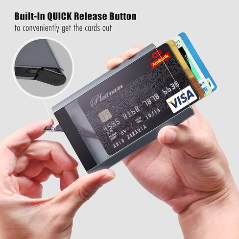محفظة حامل شارة ELV، حامل بطاقة هوية من الألومنيوم عالي التحمل مع زر تحرير سريع، مشبك معدني لبطاقة هوية المكاتب، معرف المدرسة، رخصة السائق، المحفظة، يحمل 1-4 بطاقات in Kuwait