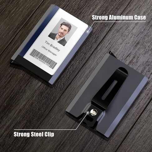 محفظة حامل شارة ELV، حامل بطاقة هوية من الألومنيوم عالي التحمل مع زر تحرير سريع، مشبك معدني لبطاقة هوية المكاتب، معرف المدرسة، رخصة السائق، المحفظة، يحمل 1-4 بطاقات in Kuwait