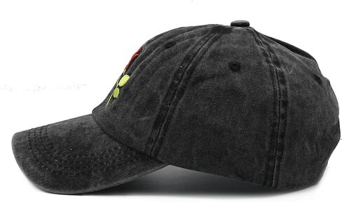 Women's Embroideried Floral Rose Baseball Caps Summer Adjustable Denim Dad Hat Black in Saudi Arabia