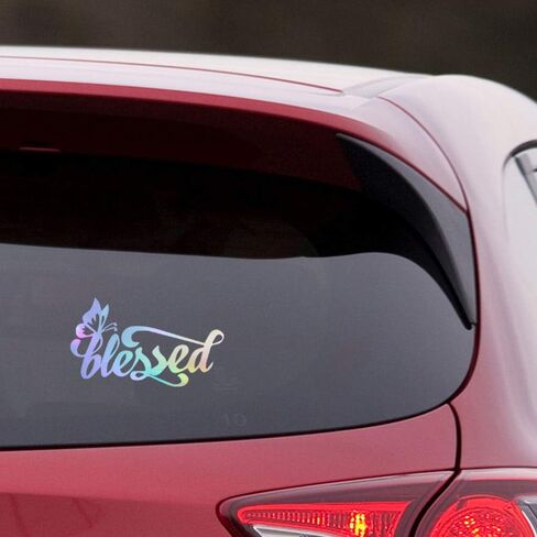 Decal Stickers of Butterfly Blessed Christians (Azure Blue) (Set of 2) Premium Waterproof Vinyl Decal Stickers for Laptop Smartphone Car Dirt Bike Wall Room Mason Jar Bathtub - ANDstic501342BE in Saudi Arabia