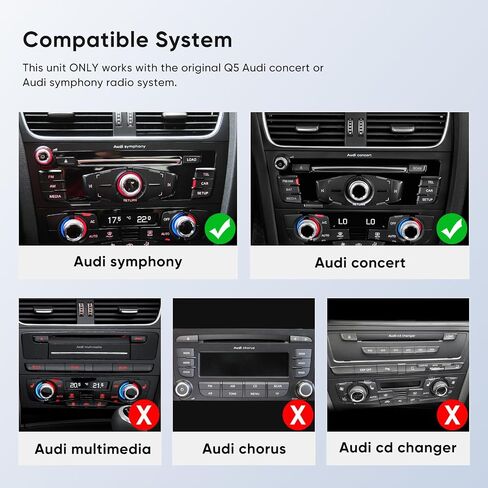 شاشة لمس 10.25 بوصة لحفلة موسيقية/سيمفونية Audi Q5 (2009-2017)، مدمجة في Apple CarPlay Android Auto Bluetooth ترقية المصنع وراديو السيارة يحتفظ بنظام مكبر الصوت الاستريو الأصلي in Kuwait