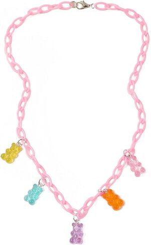 COLORFUL BLING Cute Small Bear Acrylic Chain Necklace Resin Candy Color Gummy Bear Simple Jewelry for Women in Saudi Arabia