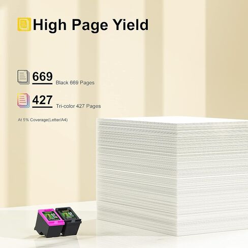مجموعة خراطيش حبر 65XL بديلة لحبر HP 65 حبر 65XL عالي الإنتاج مع طابعة DeskJet 3772 3755 3722 3752 3700 2600، Envy 5055 5000 5070 5052 5014 (1 أسود، 1 ثلاثي الألوان) in Kuwait