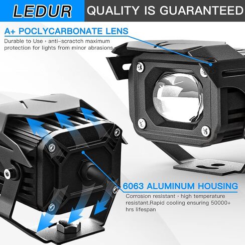 LEDUR دراجة نارية القيادة الضباب أضواء LED دراجة نارية أضواء بقعة مساعدة 90W 8000lm اللون الأبيض أضواء العمل على الطرق الوعرة قرنة، متوافق مع دراجة نارية شاحنة Je-ep SUV ATV قارب E-الدراجة جرار الخ in Kuwait