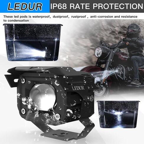 LEDUR دراجة نارية القيادة الضباب أضواء LED دراجة نارية أضواء بقعة مساعدة 90W 8000lm اللون الأبيض أضواء العمل على الطرق الوعرة قرنة، متوافق مع دراجة نارية شاحنة Je-ep SUV ATV قارب E-الدراجة جرار الخ in Kuwait