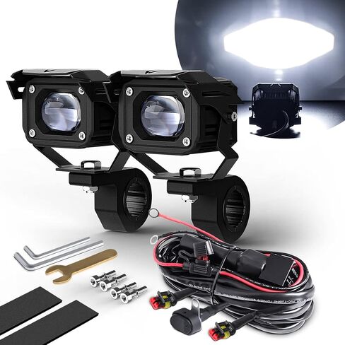 LEDUR دراجة نارية القيادة الضباب أضواء LED دراجة نارية أضواء بقعة مساعدة 90W 8000lm اللون الأبيض أضواء العمل على الطرق الوعرة قرنة، متوافق مع دراجة نارية شاحنة Je-ep SUV ATV قارب E-الدراجة جرار الخ in Kuwait