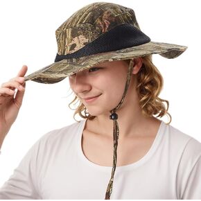 Solaris Camo Hat for Men Women, Wide Brim Camouflage Safari Hat, UPF50+ Sun Protection Bucket Hat for Hunting Fishing Hiking