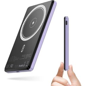 NOHON Mag-Safe Charger Battery Pack, 5000mAh 0.8mm Ultra Slim Compact Magnetic Power Bank, PD 20W Fast Charging Wireless Portable Charger for iPhone 15/14/13/12/Pro Max Series, Tarnish (Tarnish)